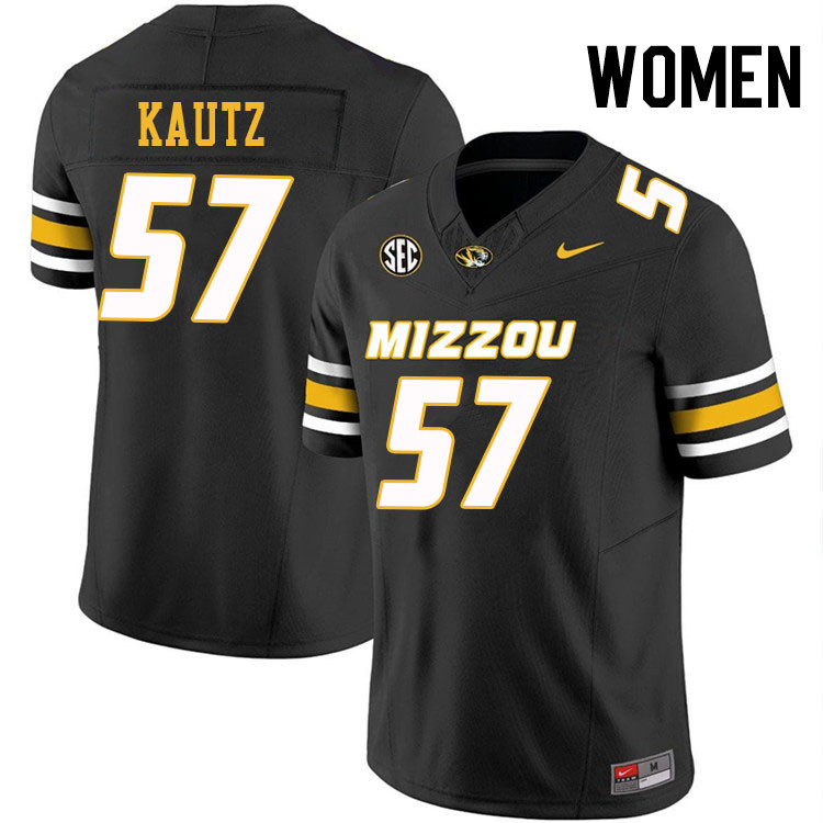 Women #57 Jack Kautz Missouri Tigers College Football Jerseys Stitched-Black